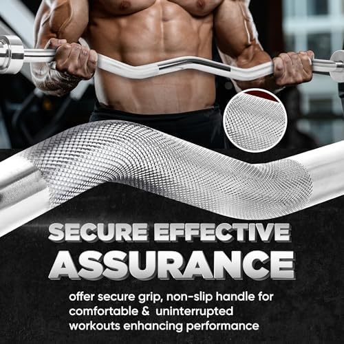 Yes4All 60 Inch Standard Straight Barbell & EZ Curl Bar - Fitness Equipment for Home Gyms & Commercial Use - Heavy Duty