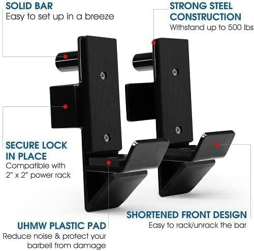 Yes4All Heavy Duty Barbell Holders J-Hooks & Attachments for 2x2 & 3x3 Power Racks – Ideal for Home Gympaginate - Image 61