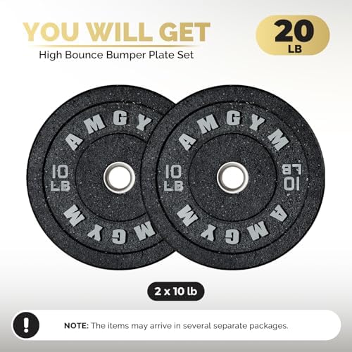2 Inch Bumper Plates, 10-500lbs, Barbell Rubber Olympic Weight Plates Set for Home Gym, Strength Training & Weight Lifti