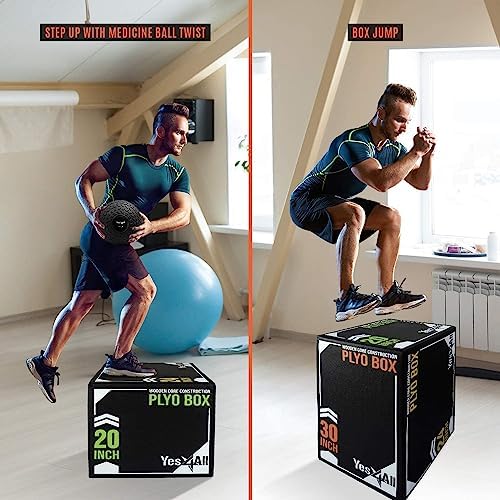 Yes4All 3-in-1 Soft-Padded Plyo Box With Wooden Core for Jumping, Conditioning, and Strength Training
| Non-Slip Multi- - Image 37