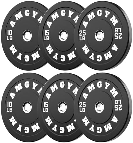 2 Inch Bumper Plates, 10-500lbs, Barbell Rubber Olympic Weight Plates Set for Home Gym, Strength Training & Weight Lifti