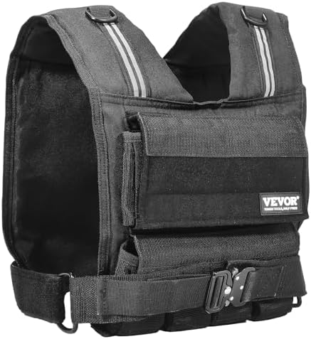 VEVOR Adjustable Weighted Vest for Strength Training and Running | Reflective Stripe Weight Vest by VEVOR for Nighttime