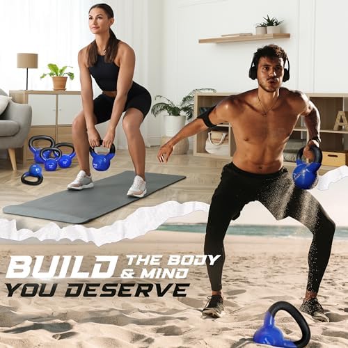 Yes4All 5-100 LB Kettlebells for Home Gym Exercises Fitness Full Body Workout Equipment