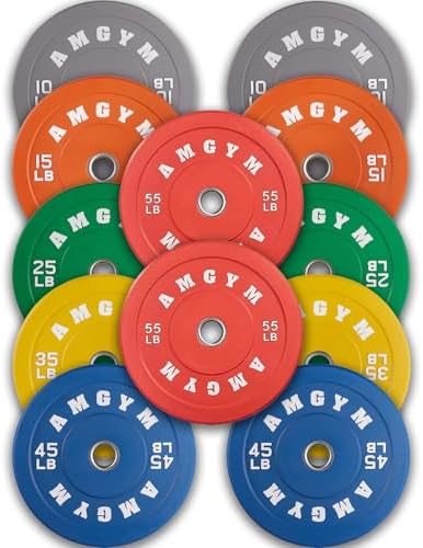 2 Inch Bumper Plates, 10-500lbs, Barbell Rubber Olympic Weight Plates Set for Home Gym, Strength Training & Weight Lifti