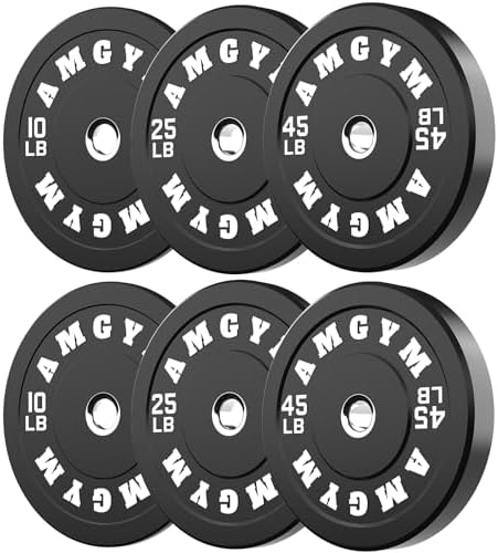 2 Inch Bumper Plates, 10-500lbs, Barbell Rubber Olympic Weight Plates Set for Home Gym, Strength Training & Weight Lifti