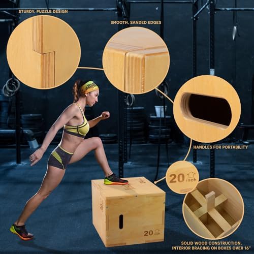 Yes4All Plyo Box, Strength Training equipment, Home Gym, Jumping, Lunges, Squats, Dips, 450 lbs, Smooth Edges, Wide Buil
