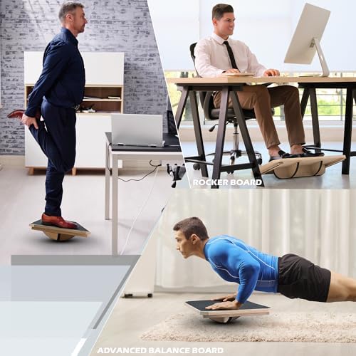 Multi-Optional Anti-Slip Wobble Board for Desk Balance Training | Extra-Large Rocker Board for Core Strengthening Exerc