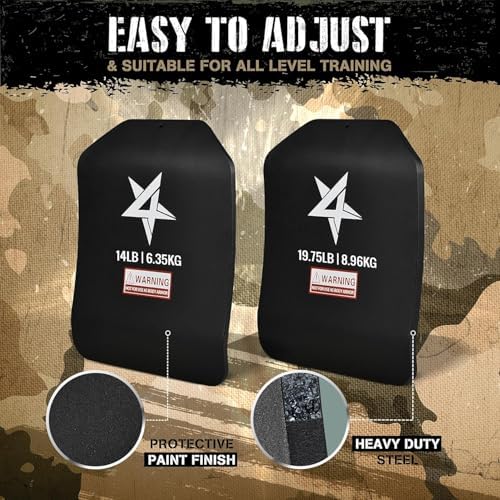 Yes4All Weight Vest Plate 5.75/8.75/14/19.75LB Pairs - Tactical Plate for Heavy Workout - Curved Ergonomic Design for Ru