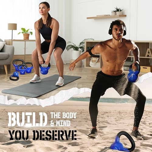 Yes4All 5-100 LB Kettlebells for Home Gym Exercises Fitness Full Body Workout Equipment