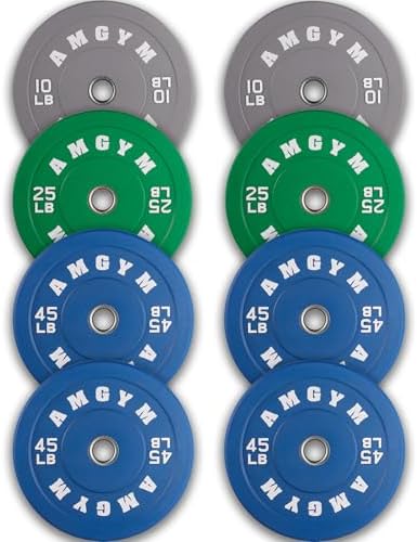 2 Inch Bumper Plates, 10-500lbs, Barbell Rubber Olympic Weight Plates Set for Home Gym, Strength Training & Weight Lifti
