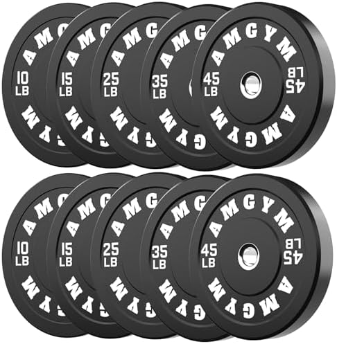 2 Inch Bumper Plates, 10-500lbs, Barbell Rubber Olympic Weight Plates Set for Home Gym, Strength Training & Weight Lifti