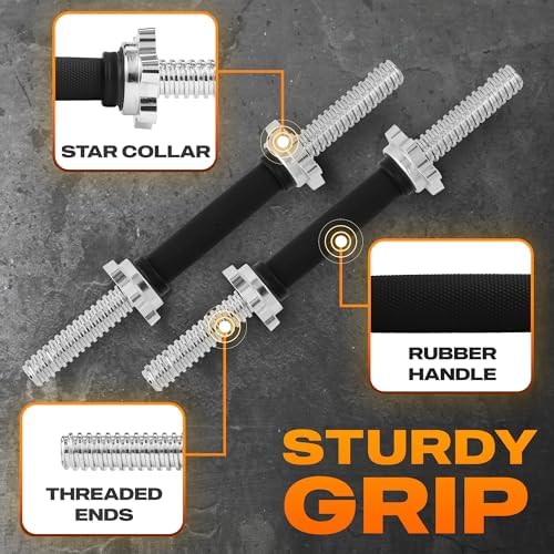 Yes4All Chrome/Rubber Grip 14/16/18/24 Inch Pair of Dumbbell Handles with Collars for Fit 1"/1.15" Plates | Yes4All Pai