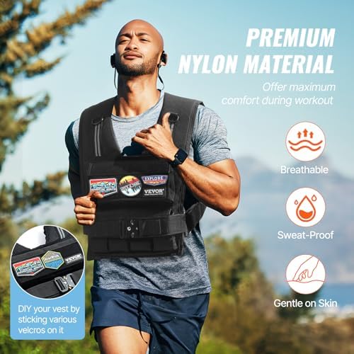 VEVOR Adjustable Weighted Vest for Strength Training and Running | Reflective Stripe Weight Vest by VEVOR for Nighttime