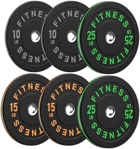 2 Inch Bumper Plates, 10-500lbs, Barbell Rubber Olympic Weight Plates Set for Home Gym, Strength Training & Weight Lifti