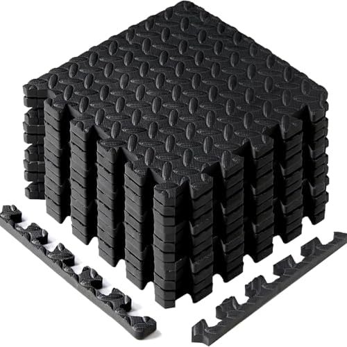 Yes4All Interlocking Exercise Foam Mats for Home Gym – Black – 36 Square Feet (36 Tiles) Yes4All Interlocking Floor Ma
