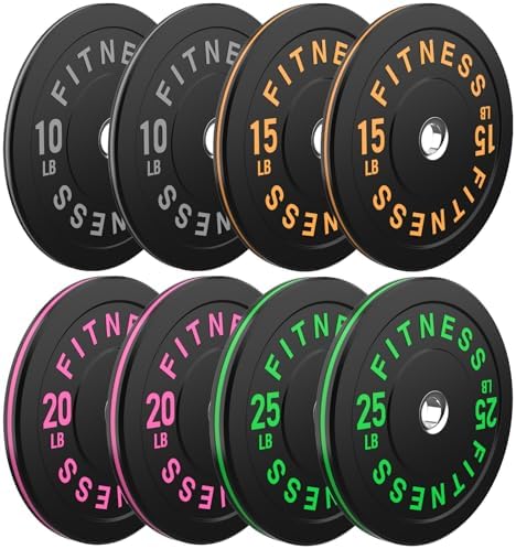 2 Inch Bumper Plates, 10-500lbs, Barbell Rubber Olympic Weight Plates Set for Home Gym, Strength Training & Weight Lifti