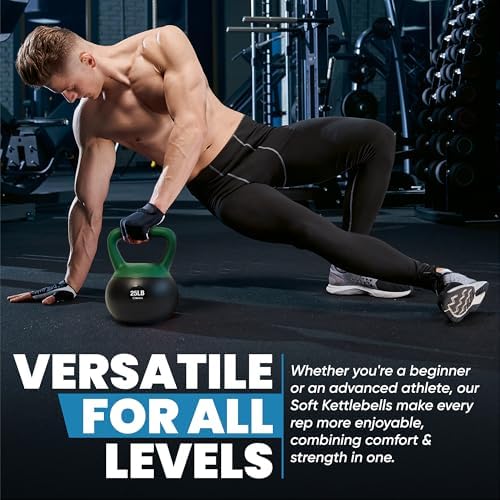 Bintiva Soft Kettlebells Sea and Iron Sand Filled Weights - Fitness Equipment for Women and Men - Color Coded Kettle Bel