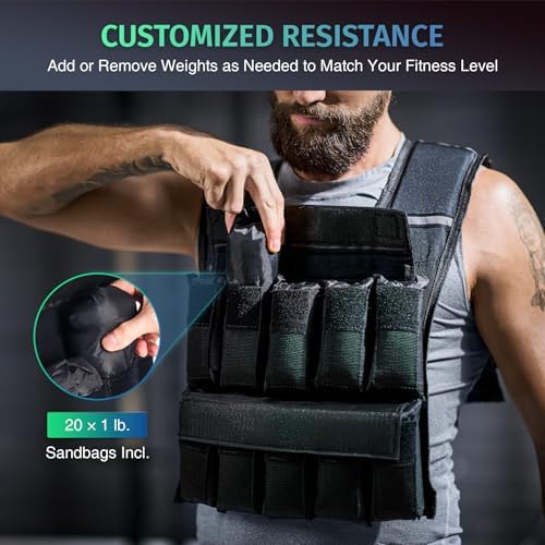 ZELUS Weighted Vest, 20lb/30lb/60lb Vest for Men, Home Workouts/Cardio, Strength Training/Weight Loss