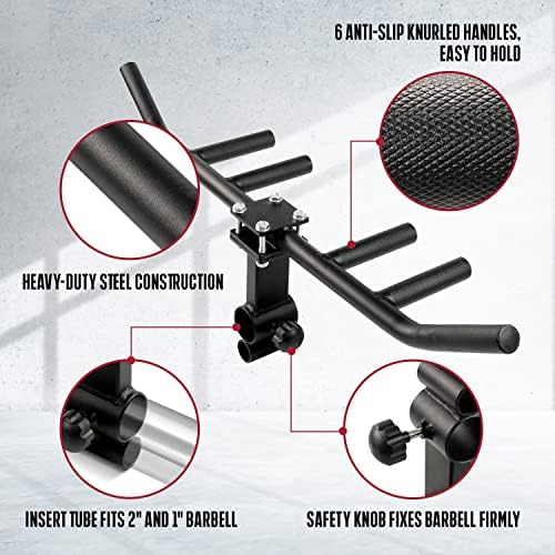 Yes4All 550LBS Multi-Grip Rowing Landmine Handle - T Bar LAT, Viking Press for 1 & 2" Bar - Sturdy Design, Easy to Insta