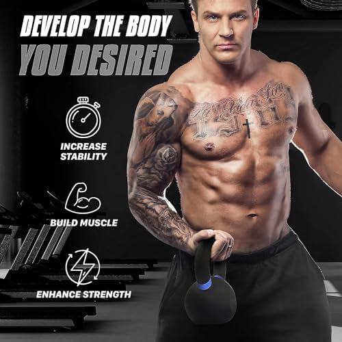 Yes4All 9lb to 71lb Powder Coated Cast Iron Kettlebells - Strength Training Equipment for Home Gym Conditioning - Heavy