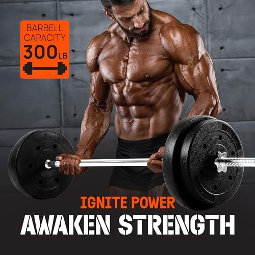 Yes4All Standard Straight Barbell 60" - Gym Workout, Suitable for Men & Women, Perfect for Home & Gym Use, Heavy Duty Co