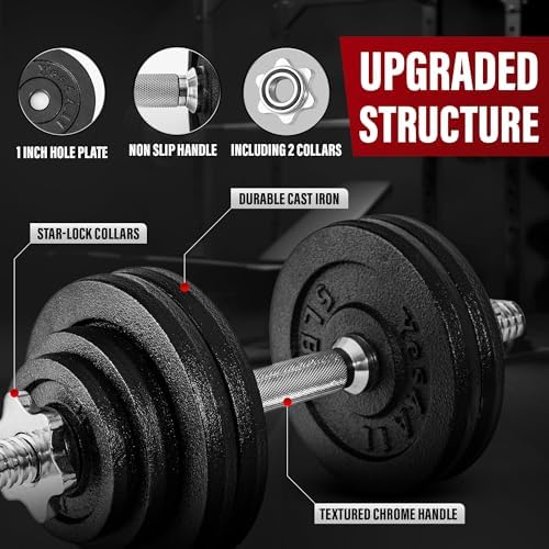 Yes4All Adjustable Dumbbell Set for Home Gym Workout Routines | Yes4All Star Lock Collar Adjustable Dumbbells Ideal for