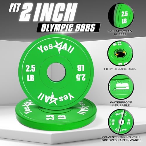 Yes4All Fractional Weight Plates Set for Dumbbell and Olympic Barbell Weightlifting, Set of 4 Plates in 1.25LB, |5LB, an
