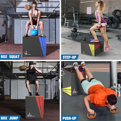 High-Density Non-Slip 3-in-1 Foam Plyometric Jump Box for Home Gym, HIIT, Crossfit | Easy-to-Clean 440lb Weight Capacit