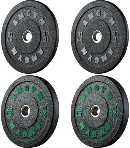 2 Inch Bumper Plates, 10-500lbs, Barbell Rubber Olympic Weight Plates Set for Home Gym, Strength Training & Weight Lifti