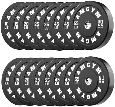 2 Inch Bumper Plates, 10-500lbs, Barbell Rubber Olympic Weight Plates Set for Home Gym, Strength Training & Weight Lifti