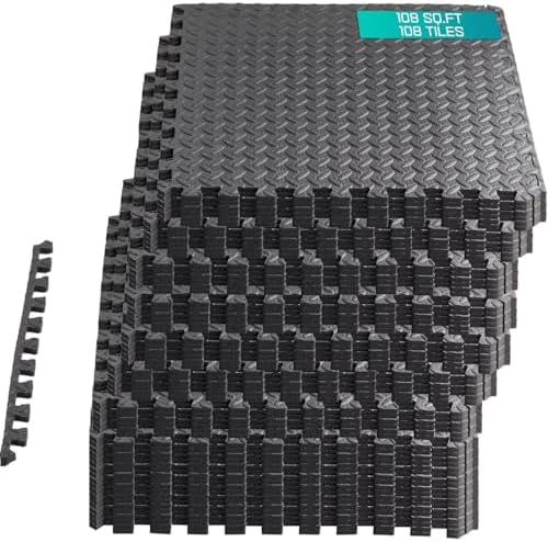 Yes4All Interlocking Exercise Foam Mats for Home Gym – Black – 36 Square Feet (36 Tiles) Yes4All Interlocking Floor Ma