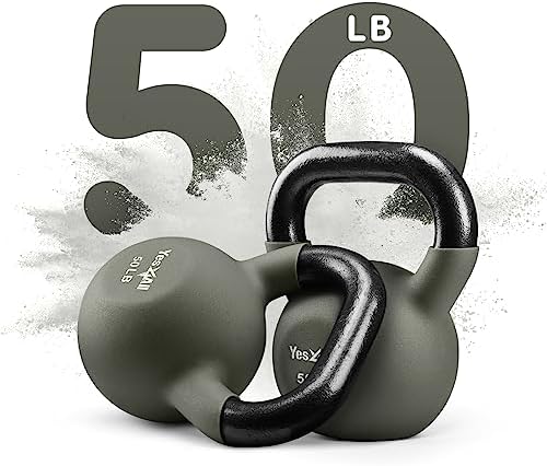 Yes4All 5-65 LB Kettlebells for Full Body Training at Home Gym | Yes4All Neoprene Coated Cast Iron Kettlebells for Home
