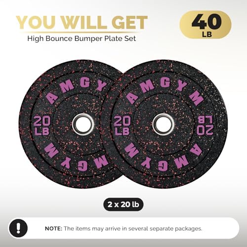 2 Inch Bumper Plates, 10-500lbs, Barbell Rubber Olympic Weight Plates Set for Home Gym, Strength Training & Weight Lifti