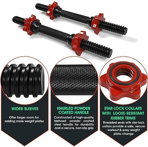 Yes4All Chrome/Rubber Grip 14/16/18/24 Inch Pair of Dumbbell Handles with Collars for Fit 1"/1.15" Plates | Yes4All Pai