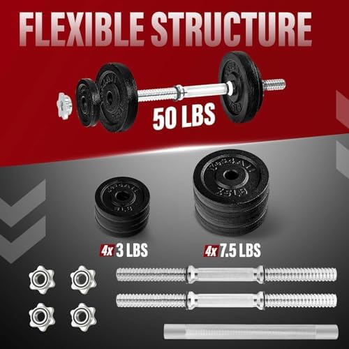Yes4All Adjustable Dumbbell Set for Home Gym Workout Routines | Yes4All Star Lock Collar Adjustable Dumbbells Ideal for
