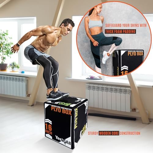 Yes4All 3-in-1 Soft-Padded Plyo Box With Wooden Core for Jumping, Conditioning, and Strength Training
| Non-Slip Multi- - Image 4