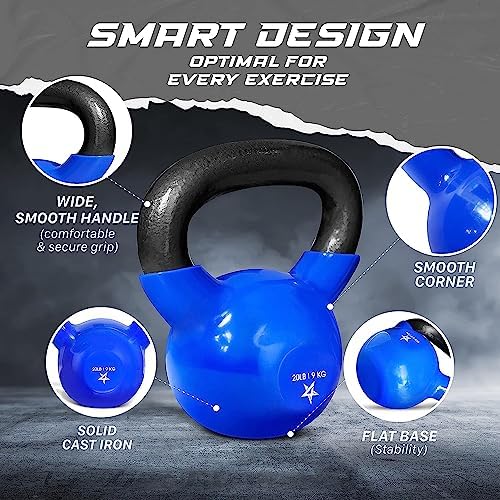 Yes4All 5-100 LB Kettlebells for Home Gym Exercises Fitness Full Body Workout Equipment