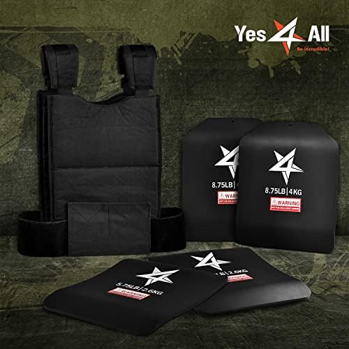 Yes4All Weight Vest Plate 5.75/8.75/14/19.75LB Pairs - Tactical Plate for Heavy Workout - Curved Ergonomic Design for Ru