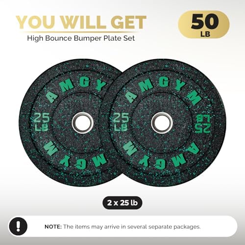 2 Inch Bumper Plates, 10-500lbs, Barbell Rubber Olympic Weight Plates Set for Home Gym, Strength Training & Weight Lifti
