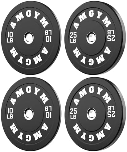 2 Inch Bumper Plates, 10-500lbs, Barbell Rubber Olympic Weight Plates Set for Home Gym, Strength Training & Weight Lifti