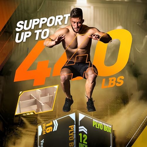 Yes4All 3-in-1 Soft-Padded Plyo Box With Wooden Core for Jumping, Conditioning, and Strength Training
| Non-Slip Multi- - Image 17