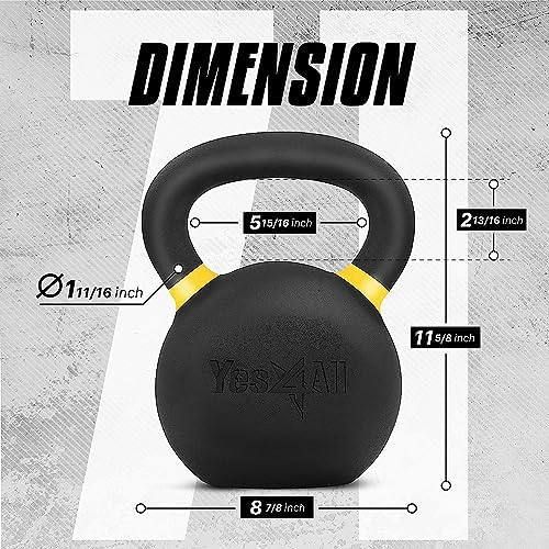 Yes4All 9lb to 71lb Powder Coated Cast Iron Kettlebells - Strength Training Equipment for Home Gym Conditioning - Heavy