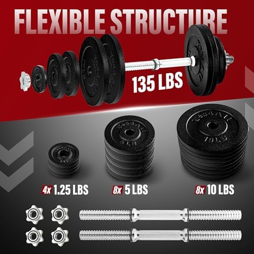 Yes4All Adjustable Dumbbell Set for Home Gym Workout Routines | Yes4All Star Lock Collar Adjustable Dumbbells Ideal for