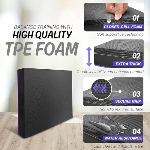 Upgraded Size Yes4All Non-Slip Foam Balance Pad for Exercise and Physical Therapy | Yes4All Nonslip Foam Pad for Yoga a