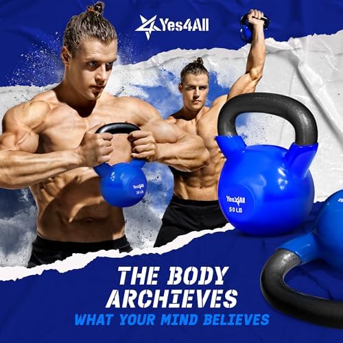 Yes4All 5-100 LB Kettlebells for Home Gym Exercises Fitness Full Body Workout Equipment