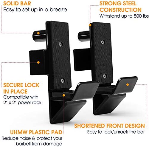 Yes4All Heavy Duty Barbell Holders J-Hooks & Attachments for 2x2 & 3x3 Power Racks – Ideal for Home Gympaginate - Image 56