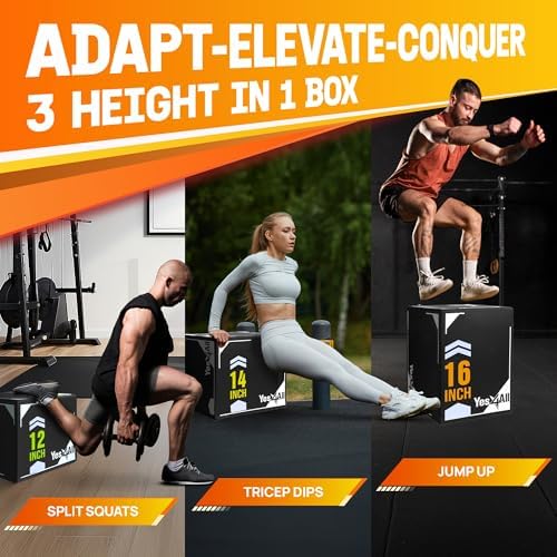 Yes4All 3-in-1 Soft-Padded Plyo Box With Wooden Core for Jumping, Conditioning, and Strength Training
| Non-Slip Multi- - Image 13
