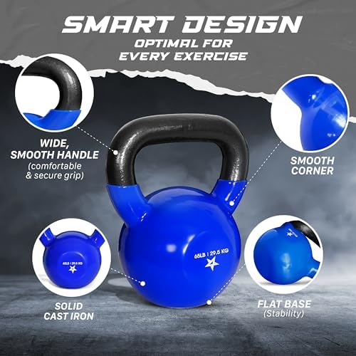 Yes4All 5-100 LB Kettlebells for Home Gym Exercises Fitness Full Body Workout Equipment