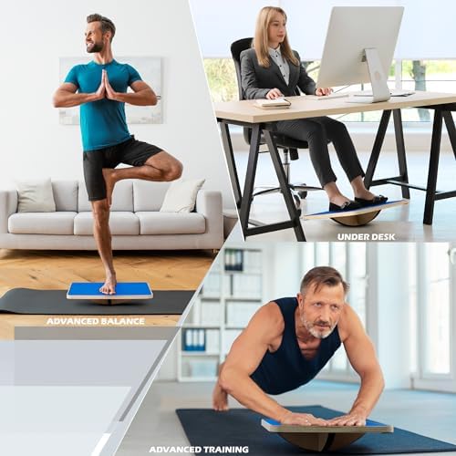 Multi-Optional Anti-Slip Wobble Board for Desk Balance Training | Extra-Large Rocker Board for Core Strengthening Exerc