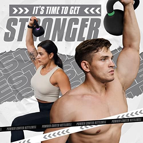 Yes4All 9lb to 71lb Powder Coated Cast Iron Kettlebells - Strength Training Equipment for Home Gym Conditioning - Heavy